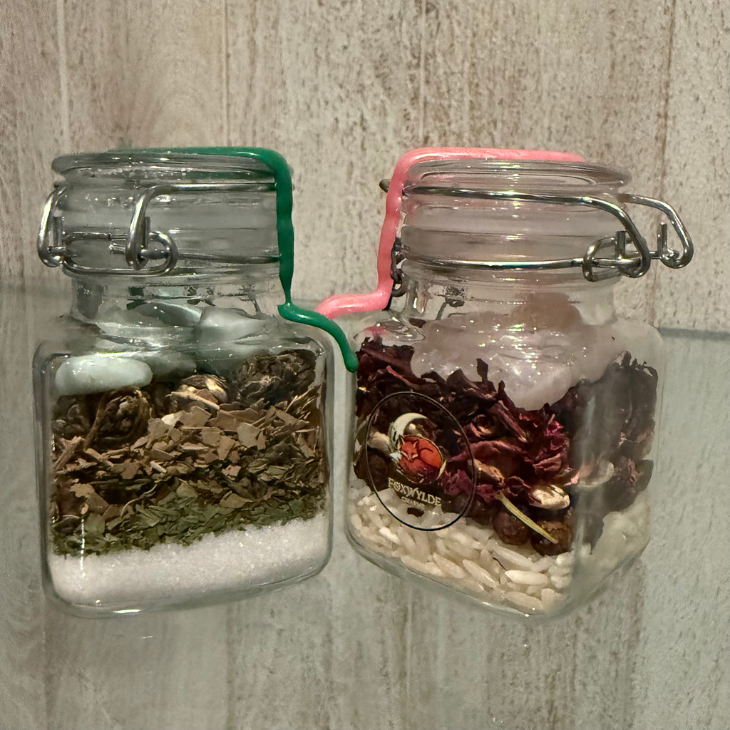 Wicked inspired Elphaba jar for Empowerment and Transformation or Glinda’s Self Love and Harmony